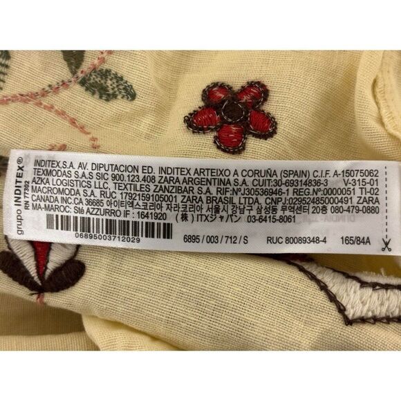 Zara Womens Embroidered Dress Size S Beige Ivory Crochet Floral 6895/003 NWT - Picture 9 of 16